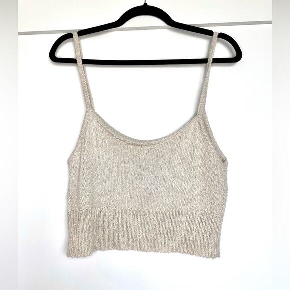 Le Lis Cream Knit Cropped Tank Top Size Large - Picture 4 of 7